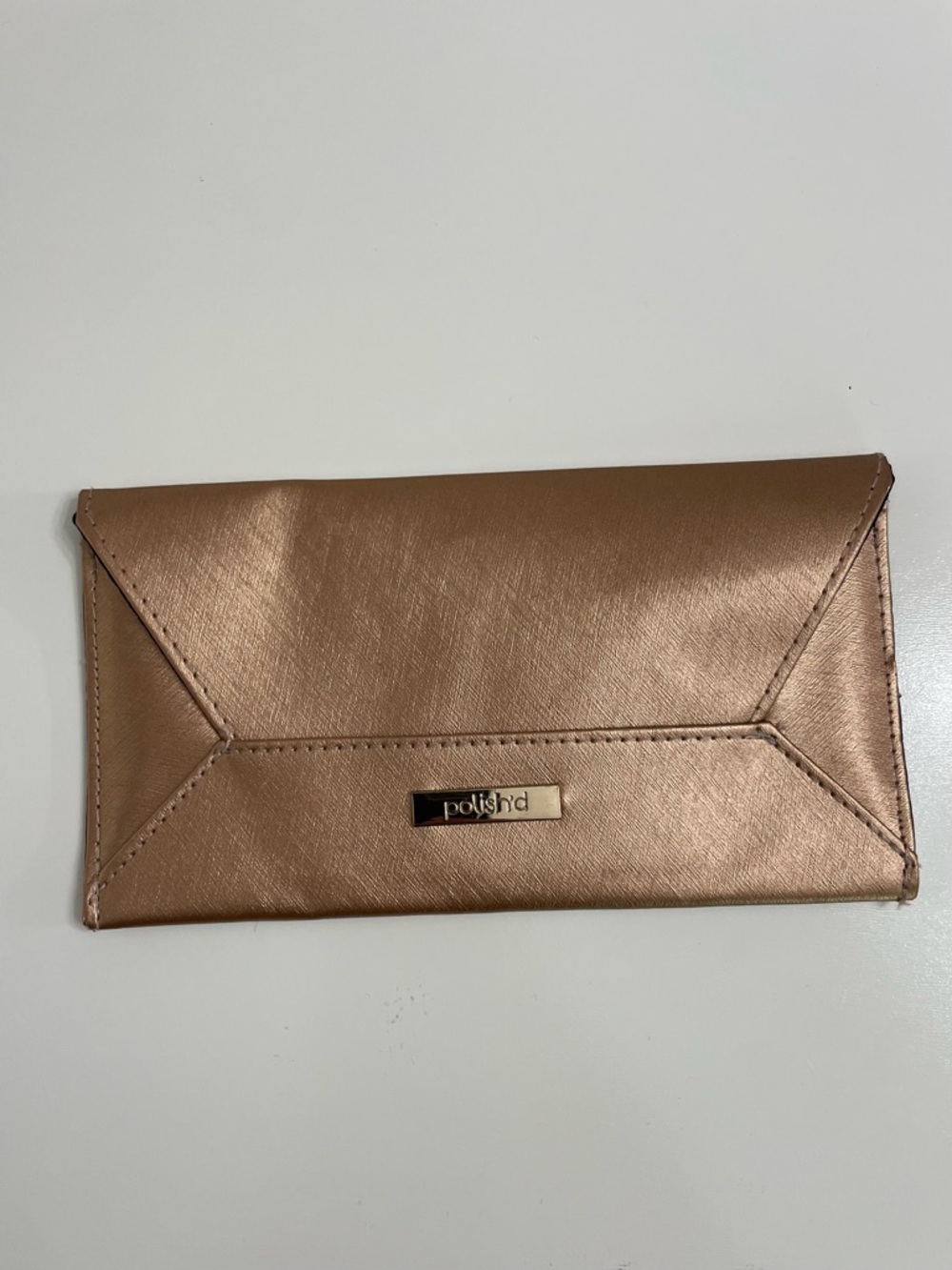 Metallic Rose Gold Envelope Clutch